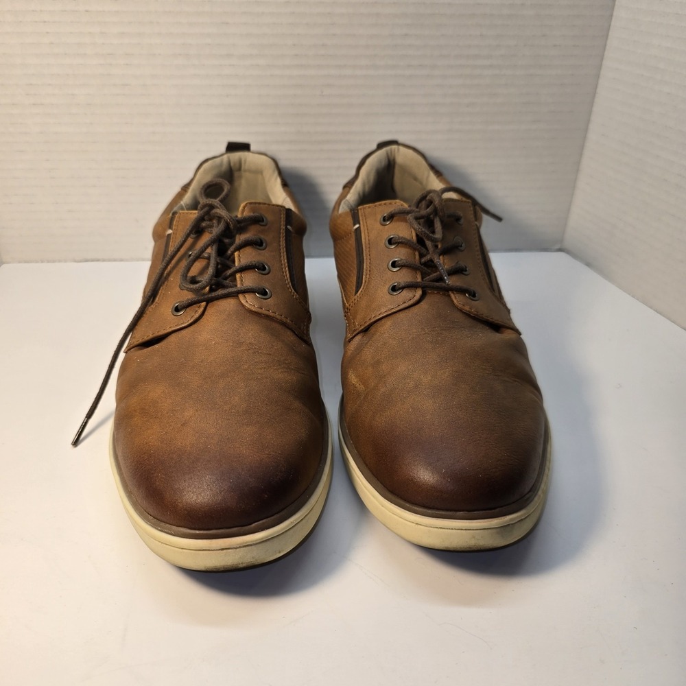 Crown Vintage Men's Size 11M Lace Up Brown Faux Leather Oxford Shoes